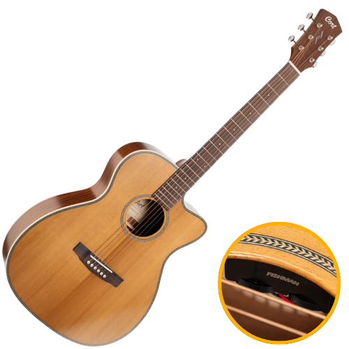 Violão Eletroacústico Cort Essence OC4 NSG Natural Semi Gloss com Tampo Sitka Spruce Sólido Torrefied Mahogany Cutaway e Pré Fishman Presys VT S-Core
