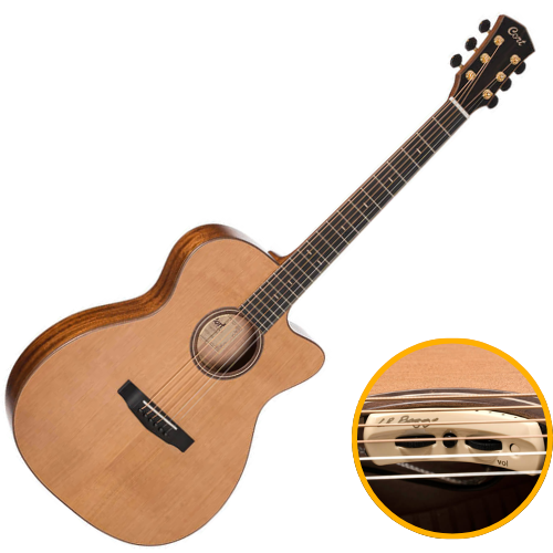 Violão Eletroacústico Cort Flow OC NS Natural Satin Aço com Tampo Cedro Vermelho Sólido e Captador L.R. Baggs® Anthem e Bag
