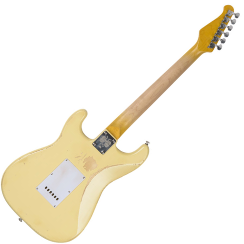 Guitarra Seizi Vintage Budokan HSS Ozielzinho Rising Sun Relic Cream com Captadores Seizi Jutsu Alnico V Ponte Flutuante 2 Pivôs Escala Escalopada Trastes Inox e Bag 10361137