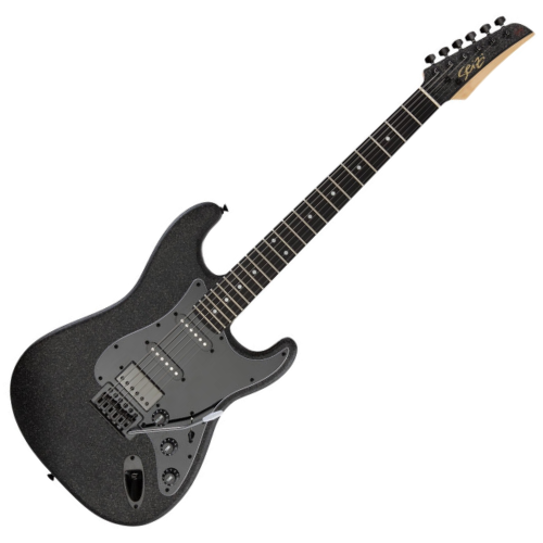 Guitarra Seizi Fun Katana Musashi HSS All Black Sparkle Satin Limited Edition com Captadores Seizi Chidori Cerâmicos Ponte Tremolo 6 Parafusos e Bag 10361159