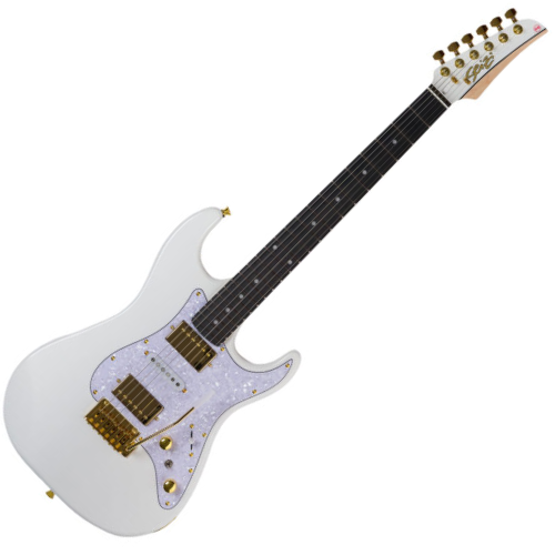Guitarra Seizi Katana Blade HSH Pearl White Gold com Captadores Seizi Jutsu Alnico V, Ponte Flutuante 2 Pivôs e Bag 10361216