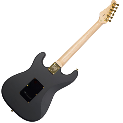 Guitarra Seizi Vintage Budokan HSS Reinaldo Meirelles Satin Black Gold com Captadores Seizi Jutsu Alnico V Ponte Flutuante 2 Pivôs Ferragens Douradas e Bag 10361044