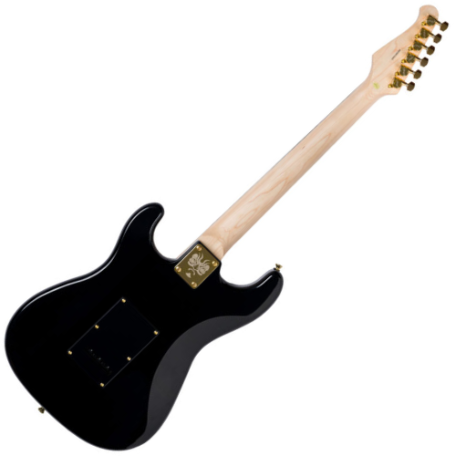 Guitarra Seizi Vintage Budokan HSS Black Gold Mirrorred com Captadores Seizi Jutsu Alnico V Ponte Flutuante 2 Pivôs Escudo Dourado Espelhado Ferragens Douradas e Bag 10361219