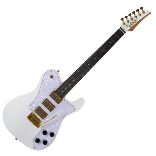 Guitarra Seizi Katana Kabuto Trinity Bruna Tsuruda White Gold com Captadores Seizi Jutsu Alnico V HHH Ponte Flutuante 2 Pivôs e Bag 10361212