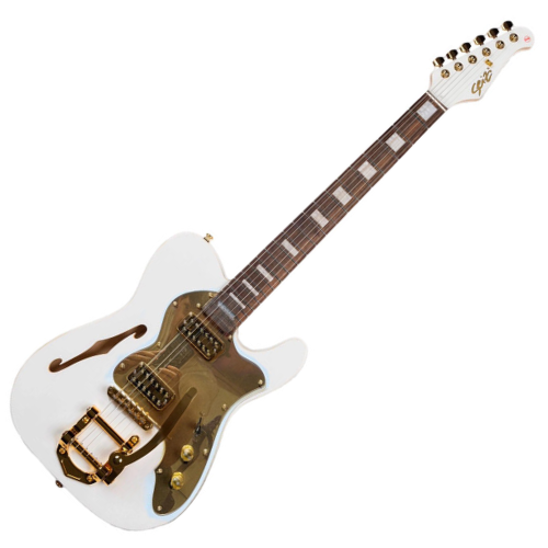 Guitarra Seizi Vintage Origami White Gold Juliana Vieira com Captadores Seizi Jutsu Filtertron HH Ponte Trêmolo Bigsby e Bag 10360712