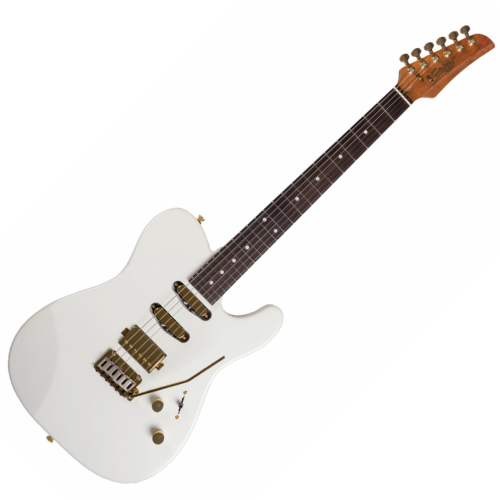 Guitarra Seizi Katana Sakura Pearl White Gold RW com Captadores Seizi Jutsu Alnico V HSS Ponte Flutuante 2 Pivôs e Bag 10361247