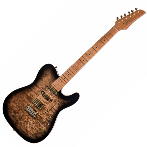 Guitarra Seizi Katana Sakura HSS Quilted Black com Captadores Seizi Jutsu Alnico V Ponte Flutuante 2 Pivôs e Bag 10361197