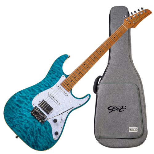 Guitarra Seizi Katana Musashi Plus Royal Blue com Captadores Seizi Jutsu Alnico V HSS Ponte Flutuante 2 Pivôs e Bag 10360654