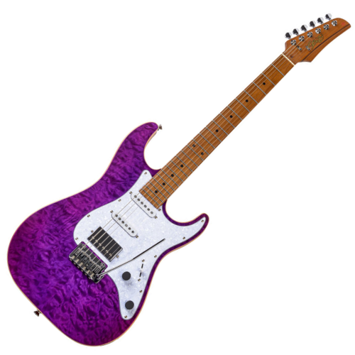 Guitarra Seizi Katana Musashi Plus Amethyst Purple com Captadores Seizi Jutsu Alnico V HSS Ponte Flutuante 2 Pivôs e Bag 10361248