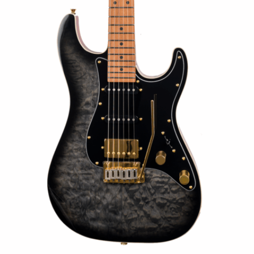 Guitarra Seizi Katana Musashi Plus Quilted Black Gold com