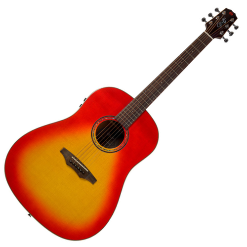 Violão Eletroacústico Seizi Supreme Mirai Plus Okami Cherry Burst com Tampo Spruce Sólido Pré Mirai Plus com Efeitos Afinador Recarregável e Bag Armor 10360921