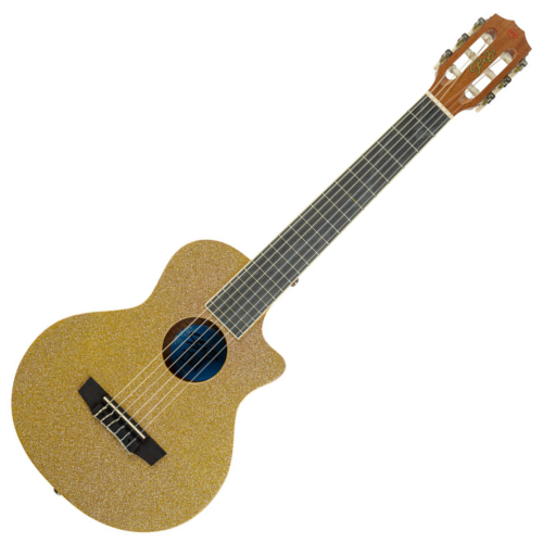 Violão Acústico Seizi Fun Panda Nylon Desert Gold Sparkle com Cordas de Nylon, Madeira Sapele Laminado e Bag 10360966