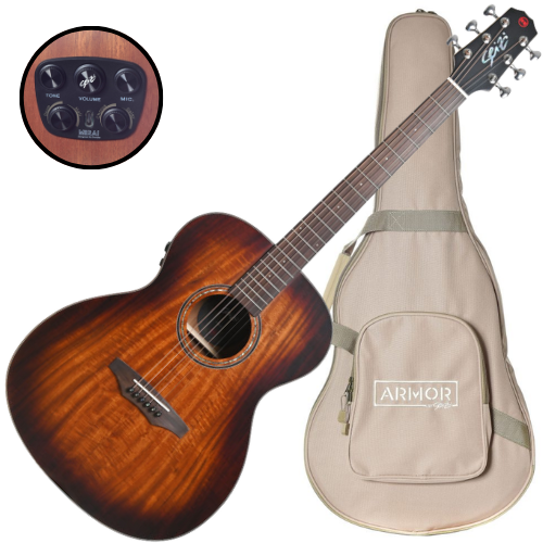 Violão Eletroacústico Seizi Supreme Fuji Mirai Koa Burst com Tampo Koa Sólido Pré Seizi Mirai Efeitos Reverb/Delay/Chorus Desplugado e Bag Armor 10360561