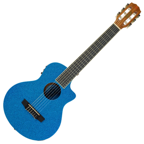 Violão Eletroacústico Seizi Fun Panda Nylon Royal Blue Sparkle com Captador Ativo e Madeira Sapele Laminado e Bag 10360969