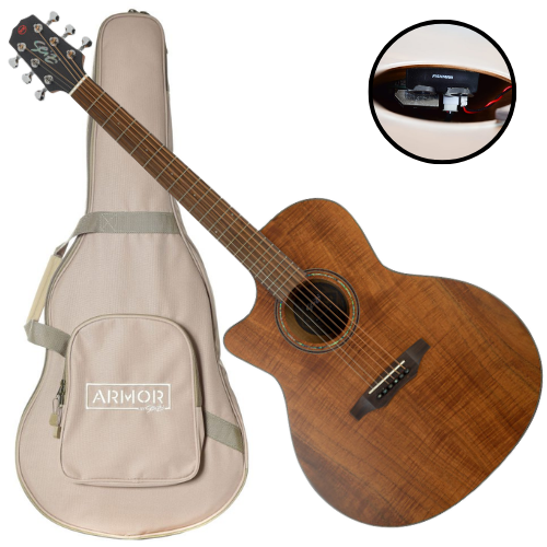 Violão Eletroacústico Seizi Supreme Ryu Cutaway Canhoto Koa com Tampo Koa Sólido Pré Fishman Sonitone e Bag Armor 10361102