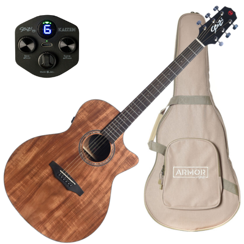 Violão Eletroacústico Seizi Ryu Cutaway Kaizen Koa Satin com Captador Seizi Kaizen Recarregável Cordas de Aço Madeira Koa Laminado e Bag 10360702