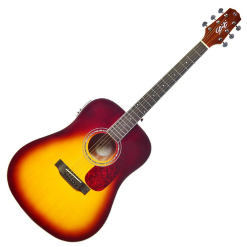 Violão Eletroacústico Seizi Tokyo Kaizen Brown Burst com Captador Seizi Kaizen Recarregável Cordas de Aço Madeira Mogno Laminado e Bag 10360634