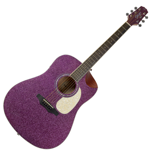 Violão Eletroacústico Seizi Akira Mirai Purple Sparkle com Captador Seizi Mirai Cordas de Aço Madeira Mahogany Laminado e Bag 10361030