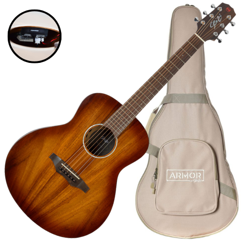 Violão Eletroacústico Seizi Supreme Mini Ryu Koa Burst Gloss com Tampo Koa Sólido Pré Fishman Sonitone e Bag Armor 10361106