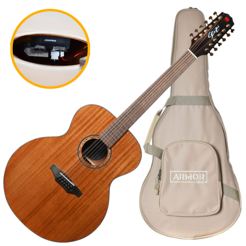 Violão Eletroacústico Seizi Supreme Godzilla 12 Cordas Gold Mahogany Gloss com Captador Fishman Sonitone Cordas de Aço Madeira Mogno Laminado e Bag 10360707