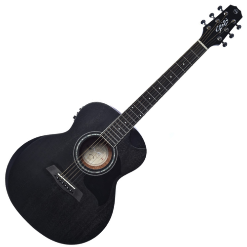 Violão Eletroacústico Seizi Mini Neo Nagoya Open Pore Black com Captador Seizi Mirai Recarregável Cordas de Aço Madeira Mahogany Laminado e Bag 10360575