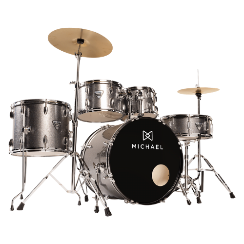 Bateria Michael Trinity DMT220 20" com Pratos Hi-Hat Crash Banco Pedal Baquetas e Ferragens Inclusas