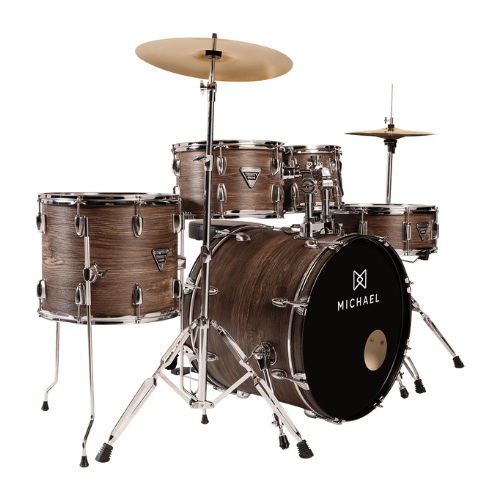 Bateria Michael Trinity DMT320 20" Matte Okey com Pratos Hi-Hat Crash Banco Pedal Baquetas e Ferragens Inclusas