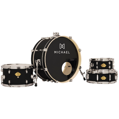 Bateria Michael Legacy Slim DML410 20" Matte Black Shell Pack com Air Float System Pés Telescópicos Automático Trava e Tom Extra Opcional