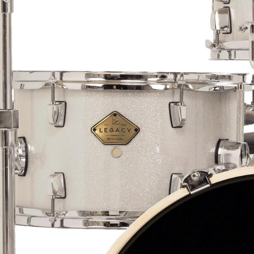 Bateria Michael Legacy Slim DML410 20" Sparkle Silver Shell Pack com Air Float System Pés Telescópicos Automático Trava e Tom Extra Opcional
