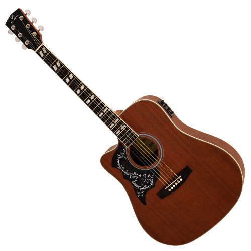 Violão Eletroacústico Michael Folk Freebird VMF420 LH Canhoto com Tampo Spruce Pré SE-41 Tarraxas Die Cast Encordoamento Aço e Acabamento Acetinado