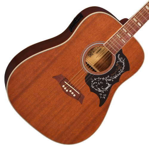 Violão Eletroacústico Michael Galaxy VM925DT MH (Mahogany) com Tampo Mahogany Pré Michael 4 Bandas Tarraxas Douradas Encordoamento Aço e Acabamento Diferenciado