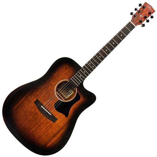 Violão Eletroacústico Michael Enigma VME630 TB (Tobacco Burst) com Tampo Spruce Pré Michael Cleverly Tarraxas Matte Black Die Cast Encordoamento Aço e Acabamento Open Pore