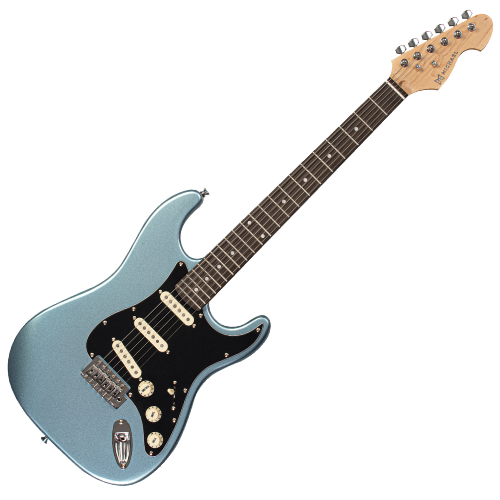 Guitarra Michael GMS400 ST Luminis BUM Metallic Blue com Corpo Basswood Braço Maple e Captadores Michael Velvet Alnico Single Coil SSS