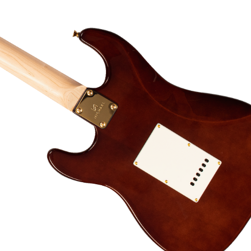 Guitarra Michael GMS425 ST Royale CMB Caramel Sunburst com Corpo Basswood Braço Maple e Captadores Michael Velvet Alnico Single Coil SSS