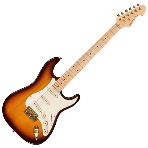 Guitarra Michael GMS425 ST Royale CMB Caramel Sunburst com Corpo Basswood Braço Maple e Captadores Michael Velvet Alnico Single Coil SSS