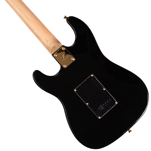 Guitarra Michael GMS425 ST Royale ABK All Black com Corpo Basswood Braço Maple e Captadores Michael Velvet Alnico Single Coil SSS