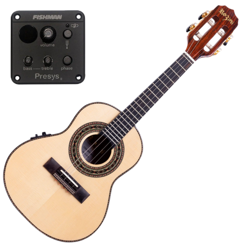 Cavaco Eletroacústico Rozini Concertista RC06 Ativo EQ Fishman Presys II Natural Brilhante com Tampo Abeto Maciço e Lateral/Fundo Jacarandá Maciço