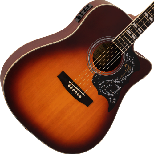 Violão Eletroacústico Michael Folk Freebird VMF420 SS (Sunburst Satin) com Tampo Spruce Pré Michael SE-41 Tarraxas Die Cast Encordoamento Aço e Acabamento Acetinado