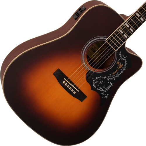 Violão Eletroacústico Michael Folk Freebird VMF440 SV (Sunburst Top) com Tampo Spruce Pré Michael Cleverly Tarraxas Die Cast Encordoamento Aço e Acabamento Brilhante