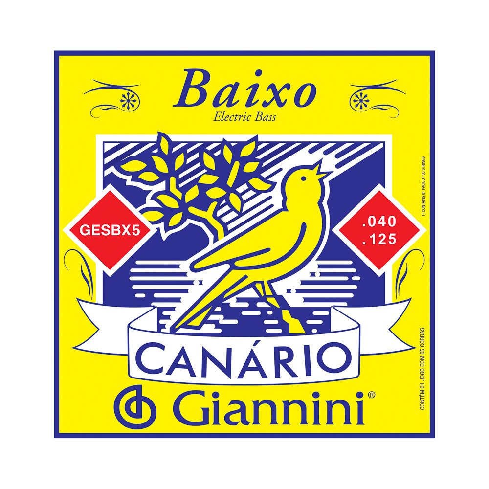 Encordoamento Baixo 5 Cordas 040-125 Giannini Canário GESBX5