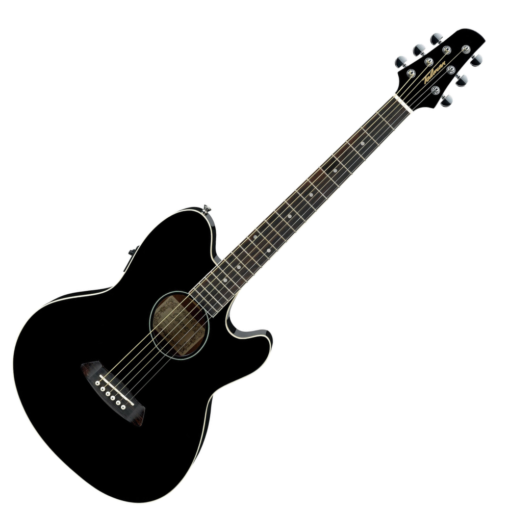 Violão Eletroacústico Ibanez Talman TCY10E-BK Black com Tampo Spruce Pré Ibanez AEQ-2T Tarraxas Die Cast Encordoamento Aço e Acabamento Black