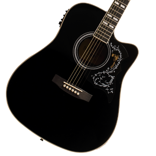 Violão Eletroacústico Michael Folk Freebird VMF430 BK (Black) com Tampo Spruce Pré Michael Effex Tarraxas Die Cast Encordoamento Aço e Acabamento Brilhante