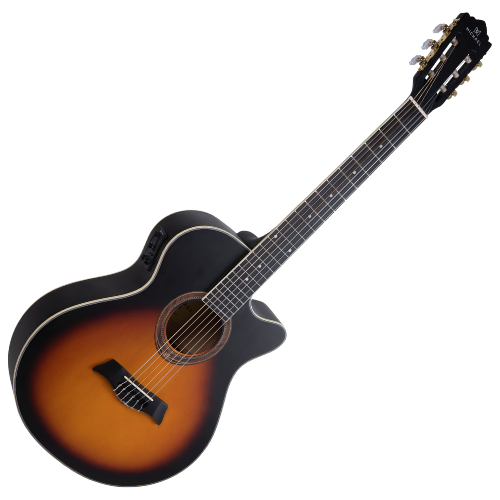 Violão Eletroacústico Michael VMY340 Mini Jumbo Sunburst Matte Nylon com Captador Piezo Equalizador 3 Bandas e Afinador Cromático