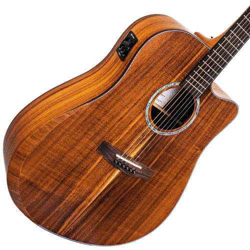 Violão Eletroacústico Michael Imperial Top Solid VMI530 Folk Aço Cutaway Koa com Tampo Koa Sólido Equalizador Michael DUO Captação Dupla e Armrest Comfort