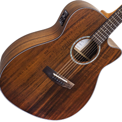Violão Eletroacústico Michael Imperial Top Solid VMI540 OM Aço Cutaway Koa com Tampo Koa Sólido Equalizador Michael DUO Captação Dupla e Acabamento Open Pore