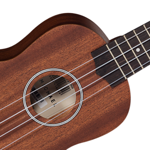 Ukulele Soprano Acústico Michael MK21 MH Mahogany com Tampo Mahogany Fundo e Laterais Mahogany Escala Blackwood e Cavalete Blackwood