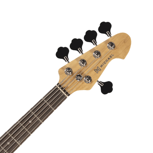 Contrabaixo Michael JB BMJ500 5 Cordas SK Sunburst Black com Corpo Basswood Captadores Single Coil e Tarraxas Cromadas