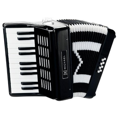 Acordeon Michael ACM0822 SPB 8 Baixos Infantil Preto Sólido com Teclas Macias Fole Robusto e Bag Resistente