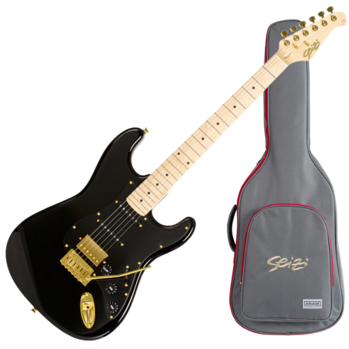 Guitarra Seizi Vintage Budokan HSS Black Gold Captadores Seizi Jutsu HSS Ponte Tremolo e Bag 10360470