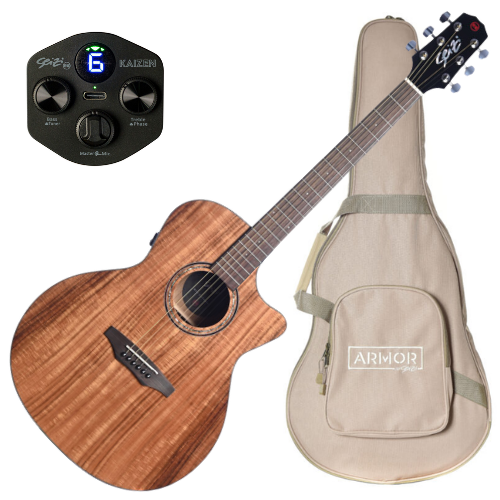 Violão Seizi Ryu Cutaway Kaizen Koa Gloss com Corpo Koa Laminado Tampo Koa Laminado Equalizador Seizi Kaizen e Tarraxas Cromadas Blindadas